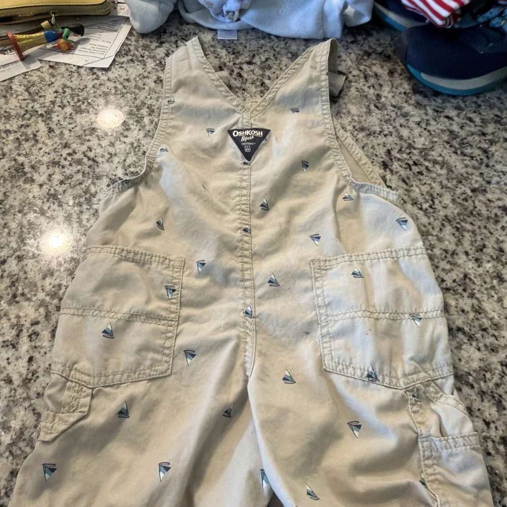 Oshkosh Bgosh Overalls Shortalls Sailboats Boats 3T